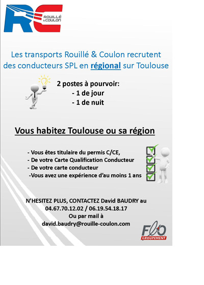 Nous recrutons 2 chauffeurs SPL sur Toulouse